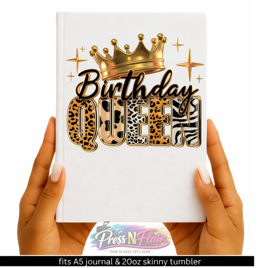 Birthday Queen UV DTF Transfer Journal Design