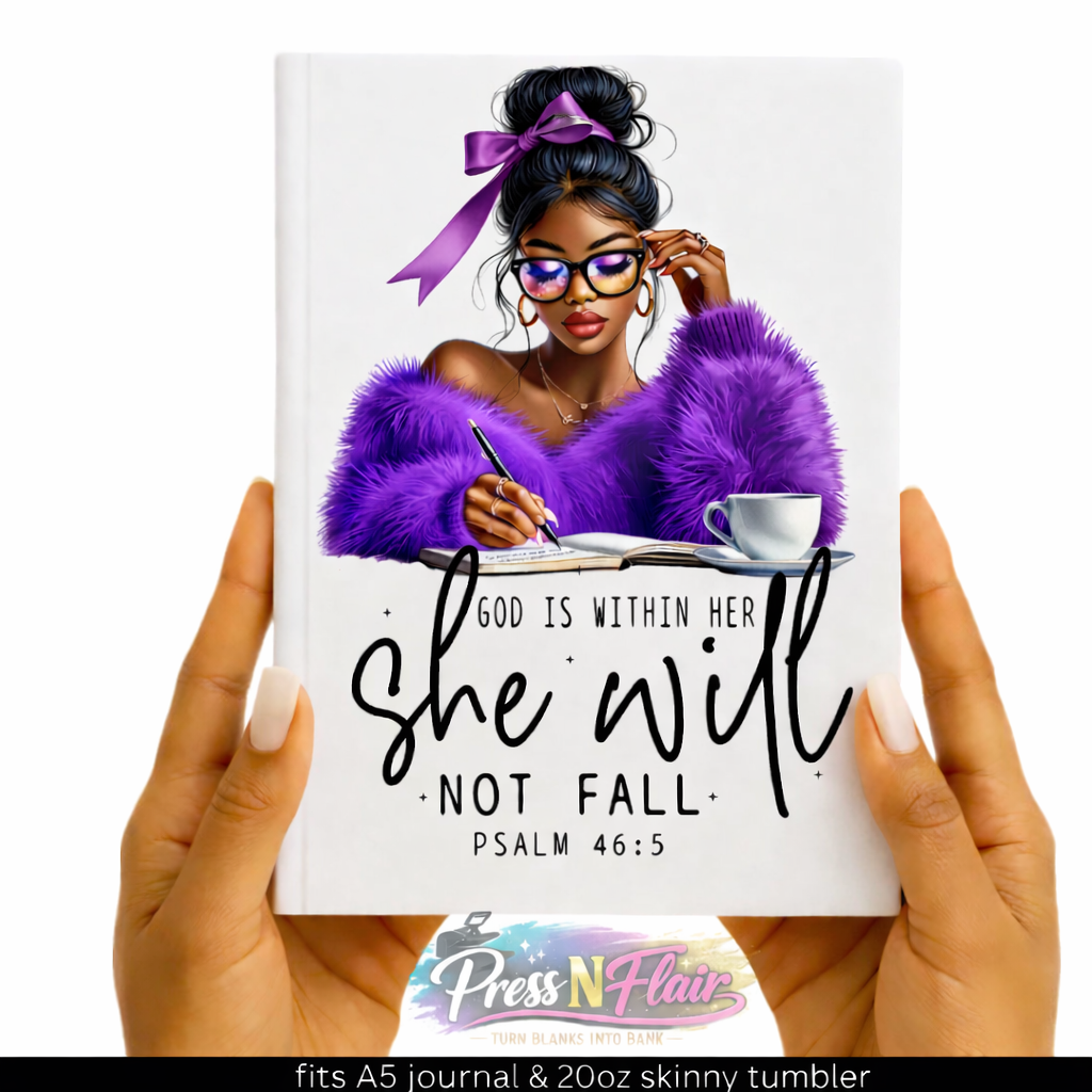 She Will Not Fall – Psalm 46:5 UV DTF Transfer